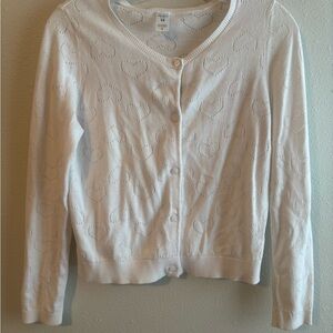 Carter’s size 14 girls White Heart cutout Pattern Sweater/ cardigan spring